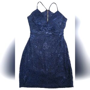 Emirald Sundae Elegant Navy Lace Dress
